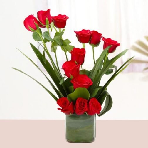 Beautiful Red Roses Vase