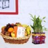 Dairy Milk Lucky Bamboo Hamper with Fruit Basket