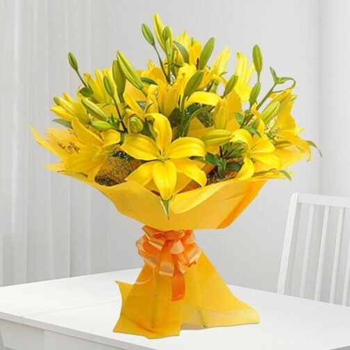 Bright Yellow Asiatic Lilies Bouquet