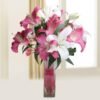 Pink N White Lily Vase