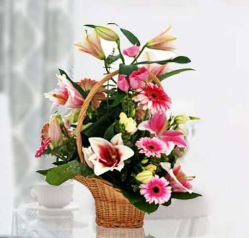 Exclusive Pink Flowers Basket